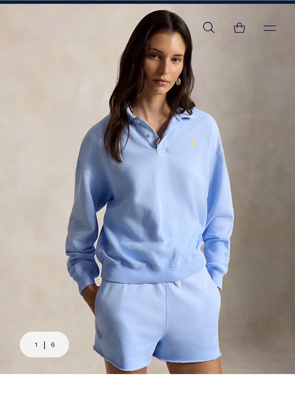 Ralph Lauren Baby Blue Polo-Collar Pullover with Yellow Pony